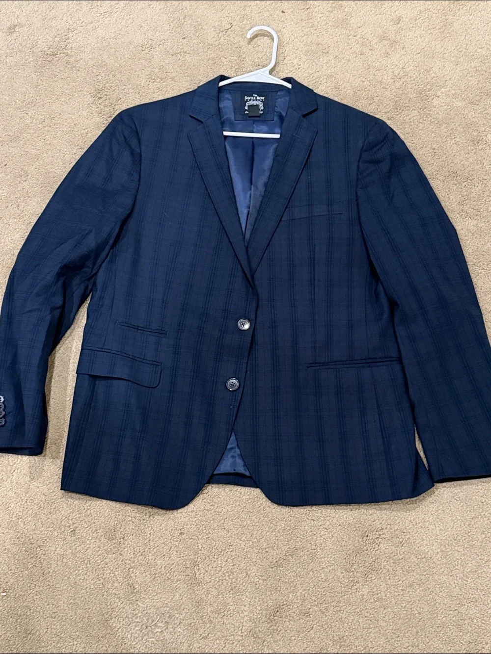 Men's Navy Plaid Blazer - Tailored Two-Button Jacket